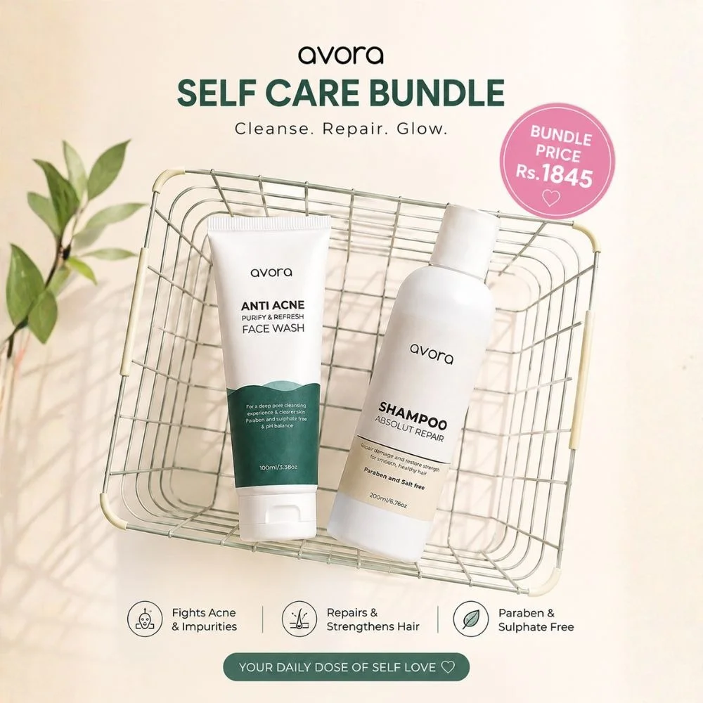 Anti Acne Face Wash & Absolute Repair Shampoo | Avora Clear & Repair Bundle